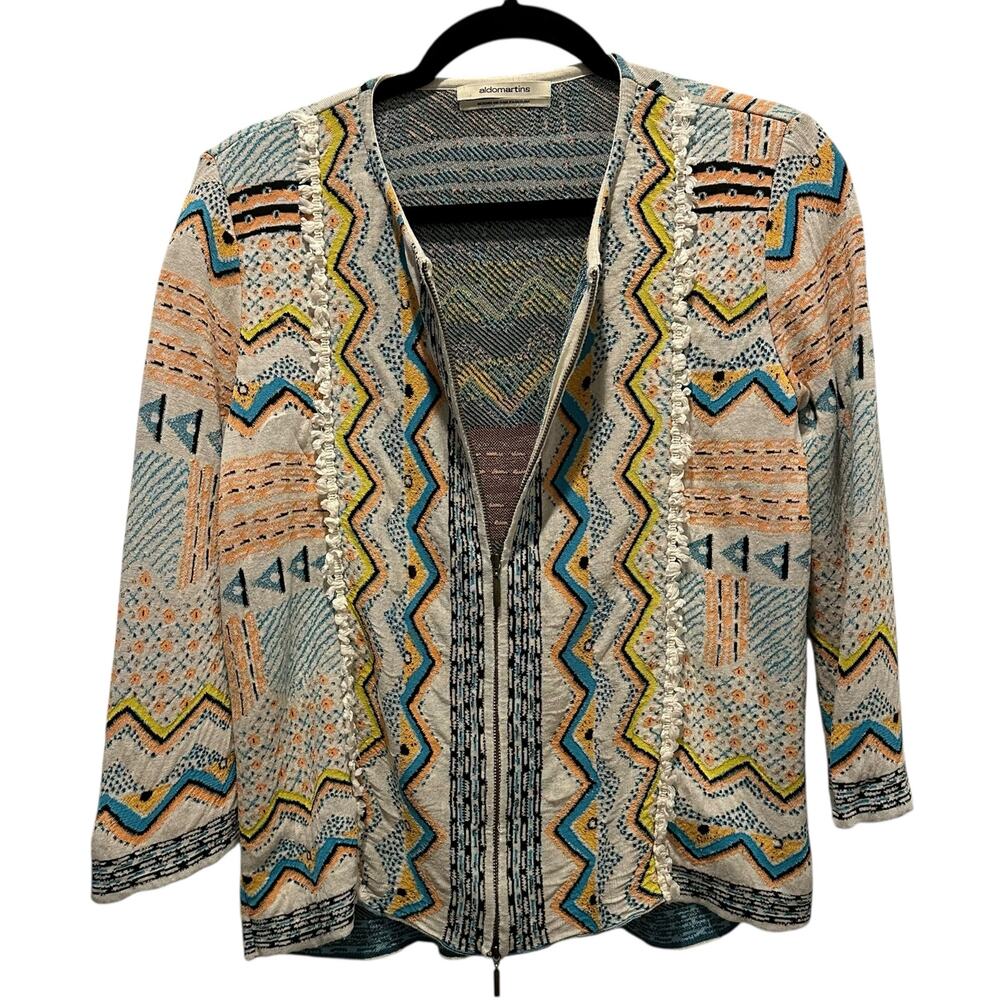 Aldomartins Jacquard Artisan Knit Statement Jacket US 10/EU 44 MadeinBarcelona - Picture 4 of 10